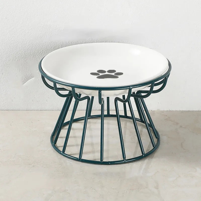 Plateau surélevé vert motif pattes pour chat