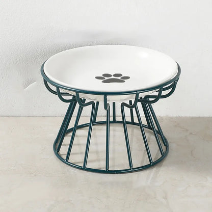 Plateau surélevé vert motif pattes pour chat